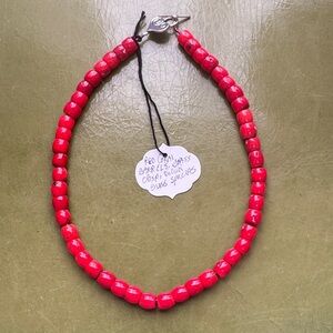 Vibrant Red Coral Barrels necklace NWT